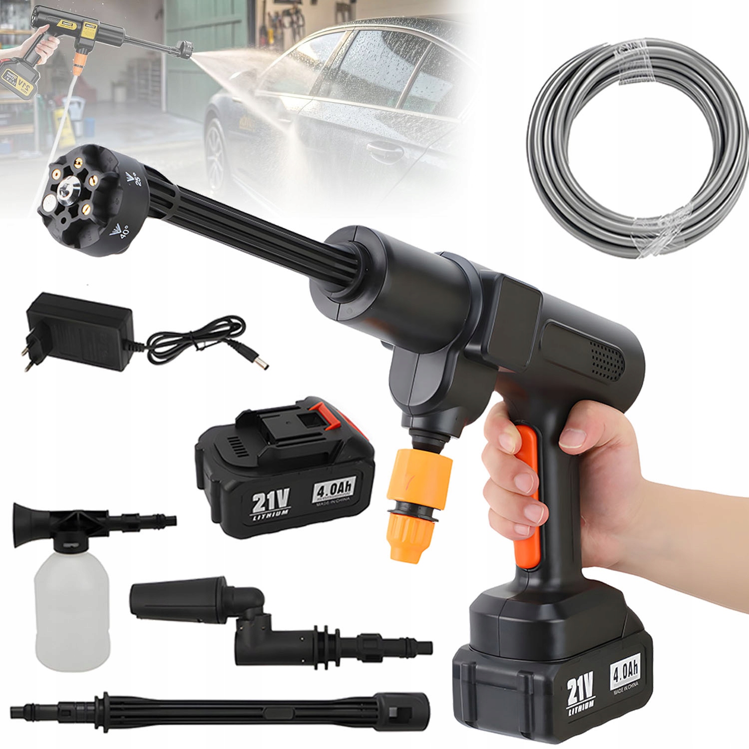 Akumulátorová Tlaková Myčka, Bezdrátová, S Tryskou 6V1, Pro Dům I Zahradu