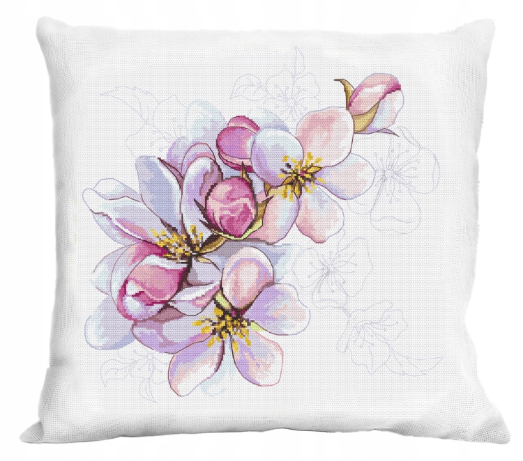 Křížková výšivka Vyšívací sada Polštář s květy jabloně