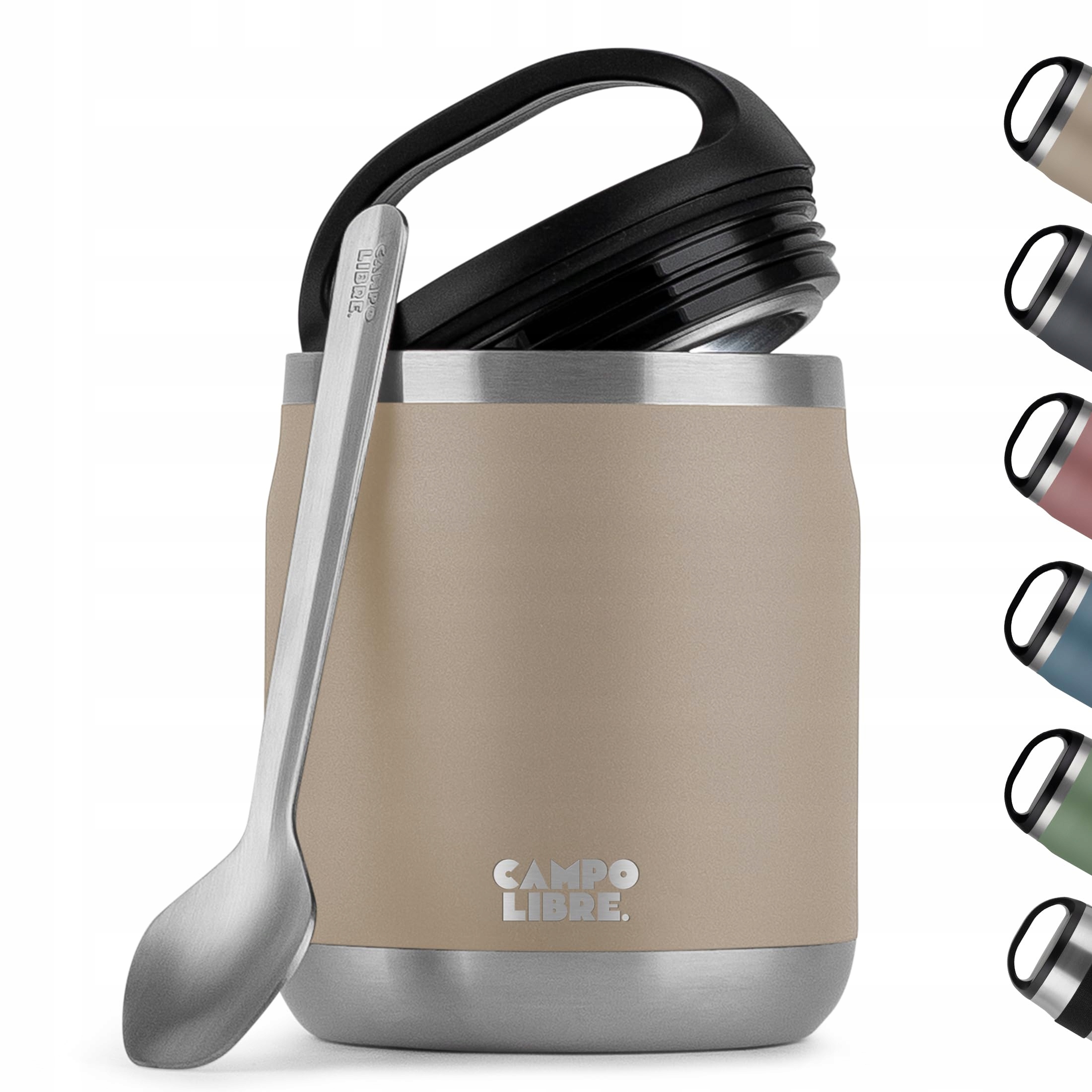 Campo Libre Termoska na jídlo Ocelová s lžičkou 600 ml Béžový Termohrnek