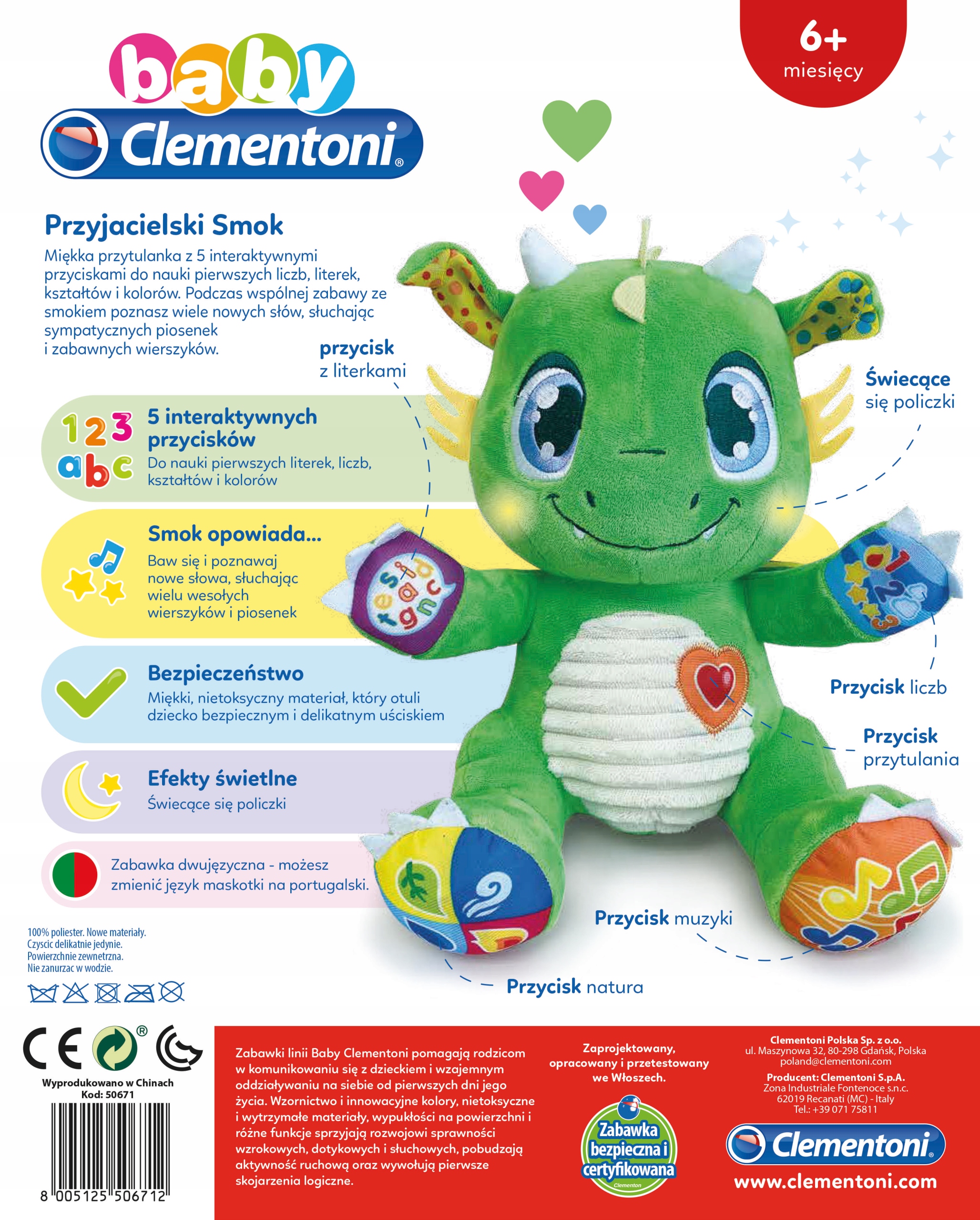 INTERAKTYWNY Przyjacielski Smok MASKOTKA Clementon EAN (GTIN) 8005125506712