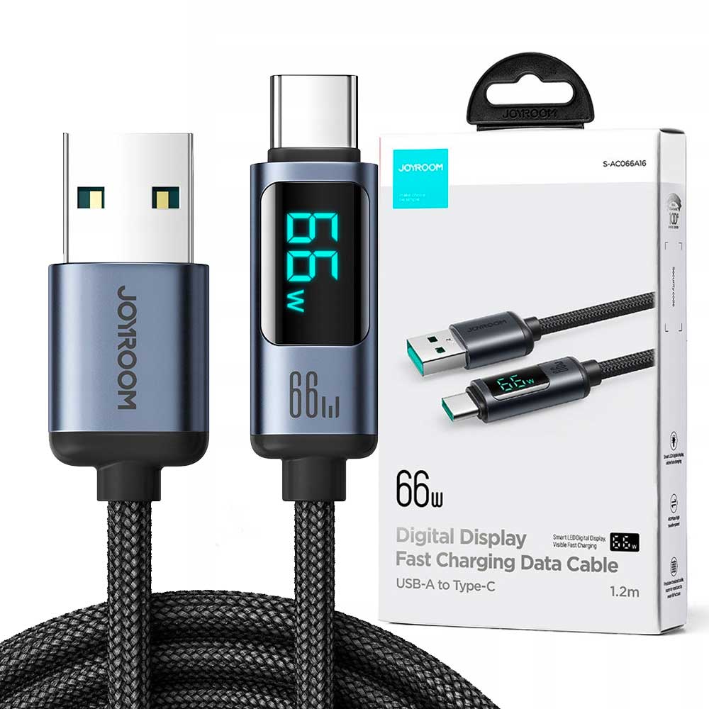 KABEL USB C - USB A 66W Z WYŚWIETLACZEM LED JOYROOM 480Mbps PRZEWÓD 1.2M