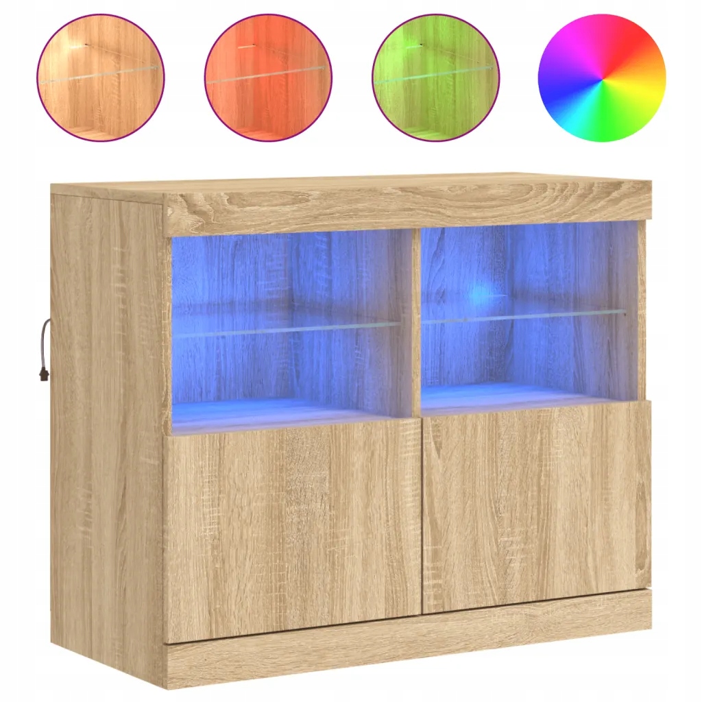 Komoda s Led Rgb osvětlením, dřevěný kompozit, 81x37x67 cm