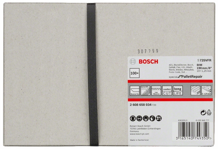 Brzeszczot do piły szablastej 225mm 100szt. BOSCH EAN (GTIN) 3165140749350