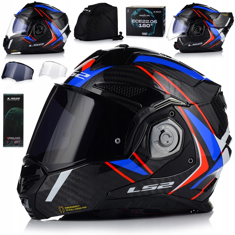 Motocyklová Prilba LS2 FF901 Advant X 180 Karbón Čeľusťová Pinlock
