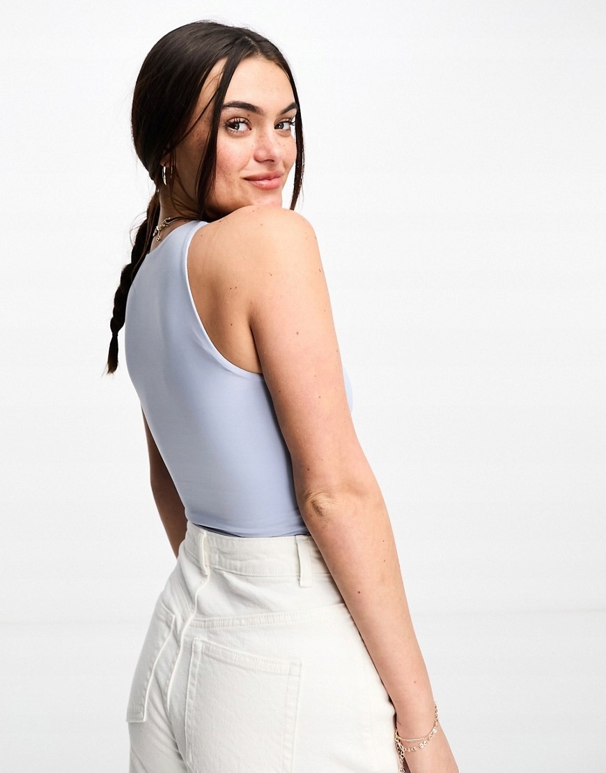 Stradivarius Pudrowoniebieskie bezszwowe body XS Rozmiar XS (34)