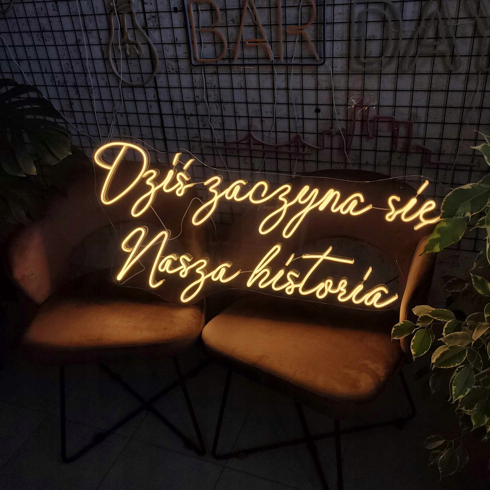 Dziś zaczyna się Nasza historia napis LEDOWY LED Neon LEDON