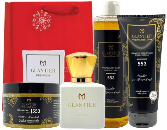 Glantier Sada 553 Exclusive Parfém Premium Peeling Olej Balzámová taška