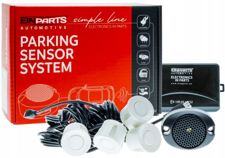 Czujniki Parkowania Cofania *białe* Tył 22mm 4 Sensory Buzzer Einparts