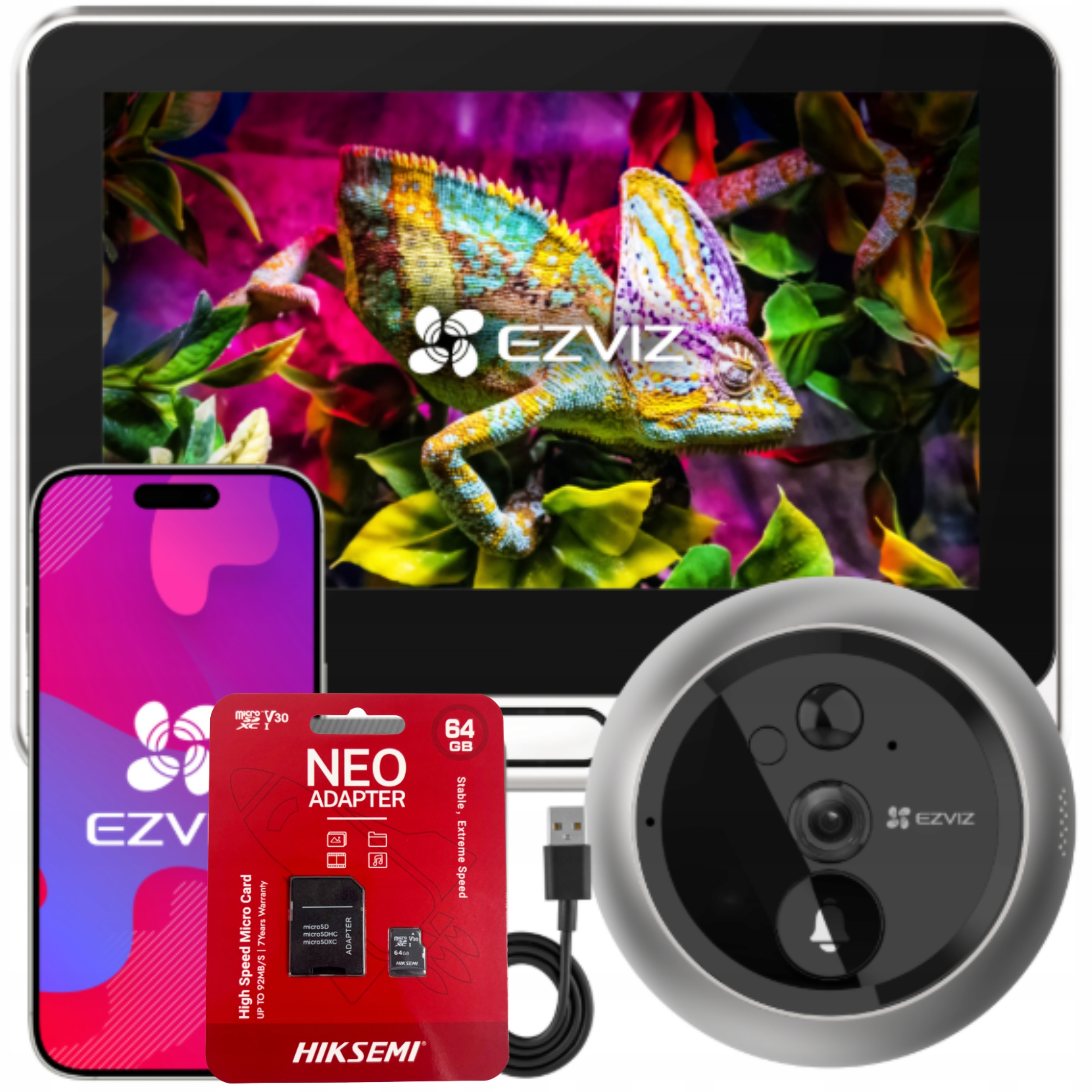 Wizjer Elektroniczny Dzwonek Wifi DP2C Bateria Aplikacja FulHD Karta 64GB
