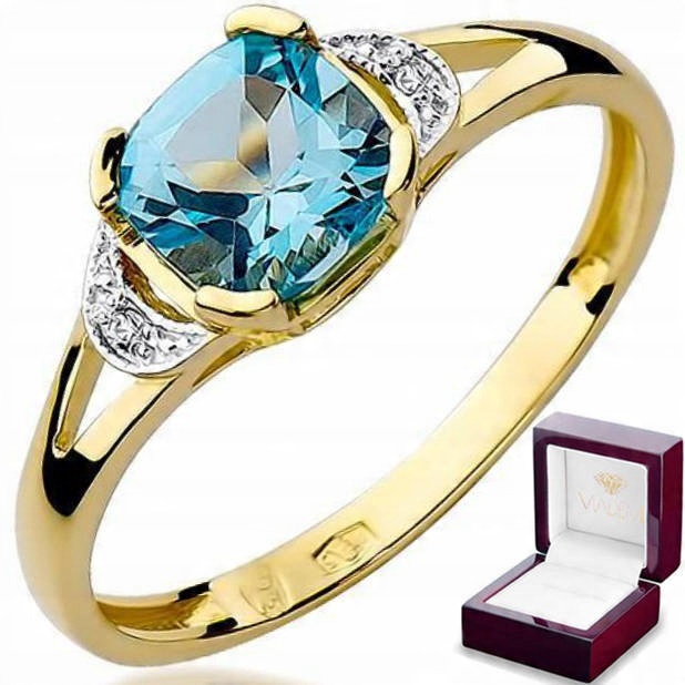 

Złoty pierścionek zaręczynowy 585 topaz 1,10 ct