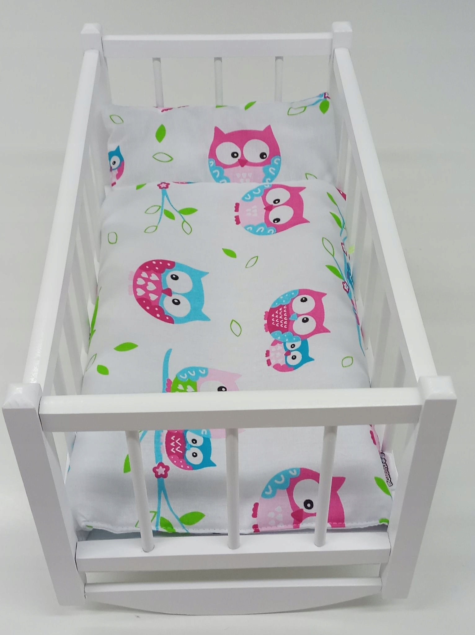 DREWNIANA kołyska DLA LALEK + POŚCIEL 3el