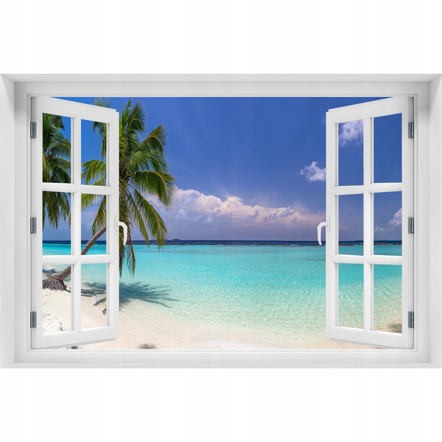 

3D Okno Naklejka na ścianę Panorama plaży 90x60