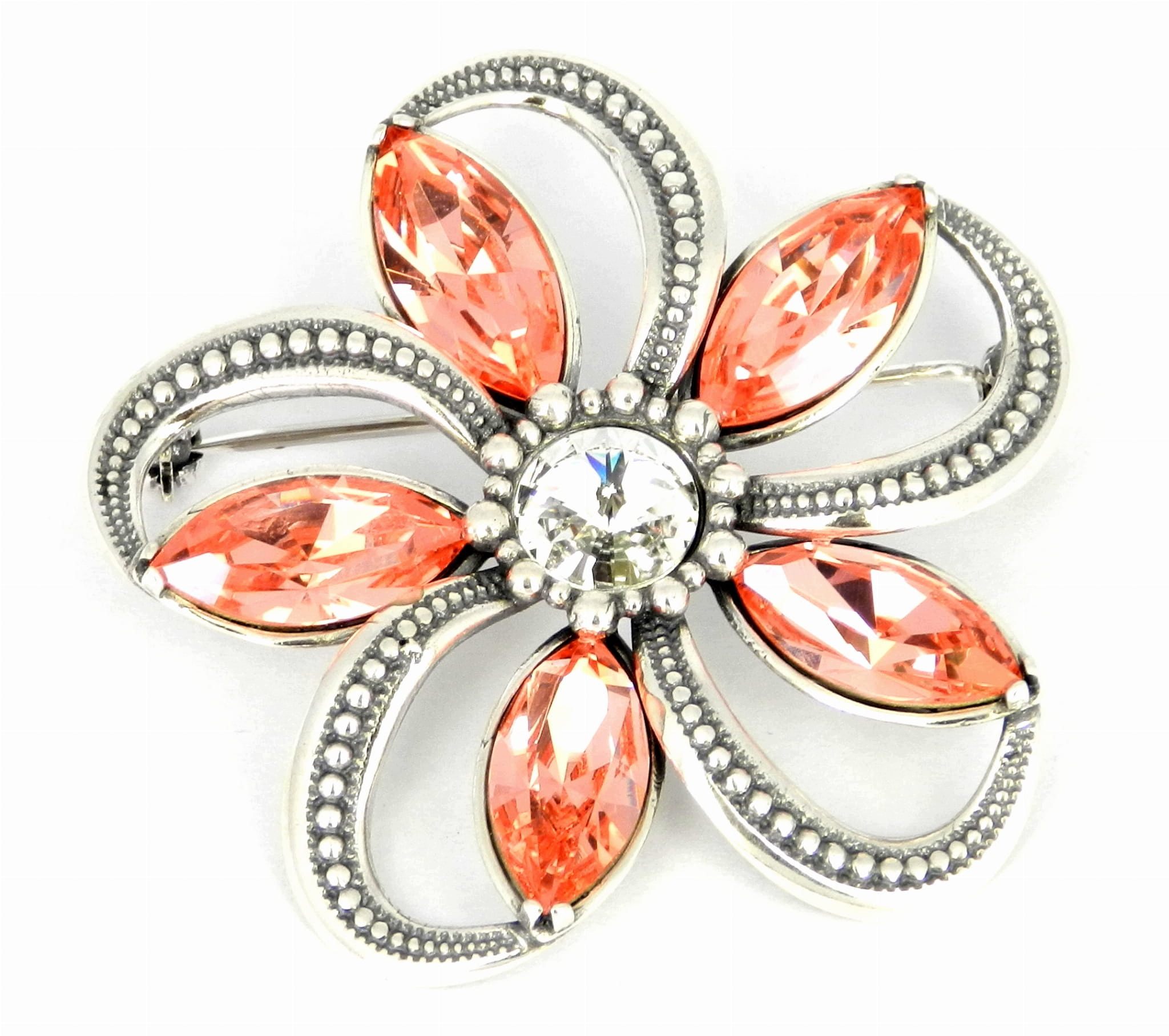 Brož pomerančový květ křišťál Swarovski