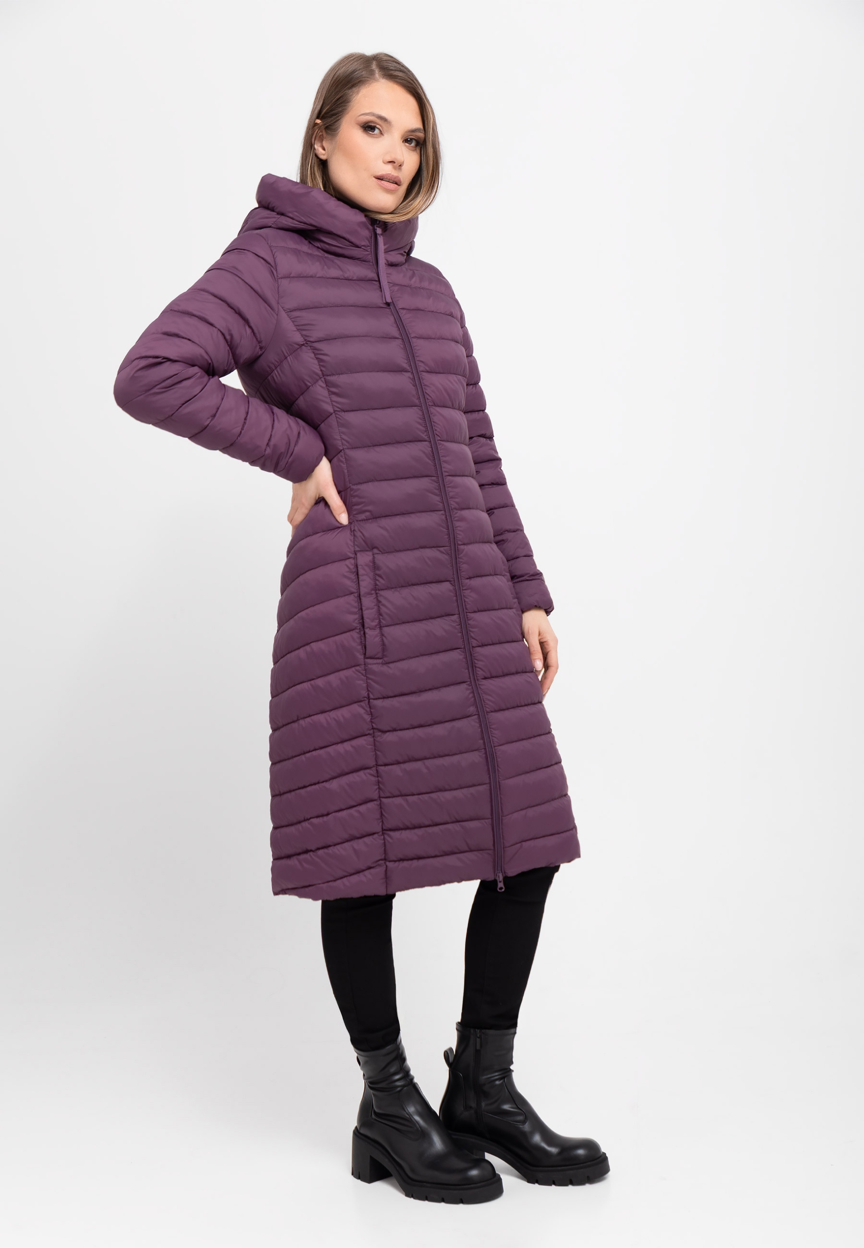 DAMSKA KURTKA PŁASZCZ PIKOWANA FIOLETOWA VOLCANO J-BERGAMO XS