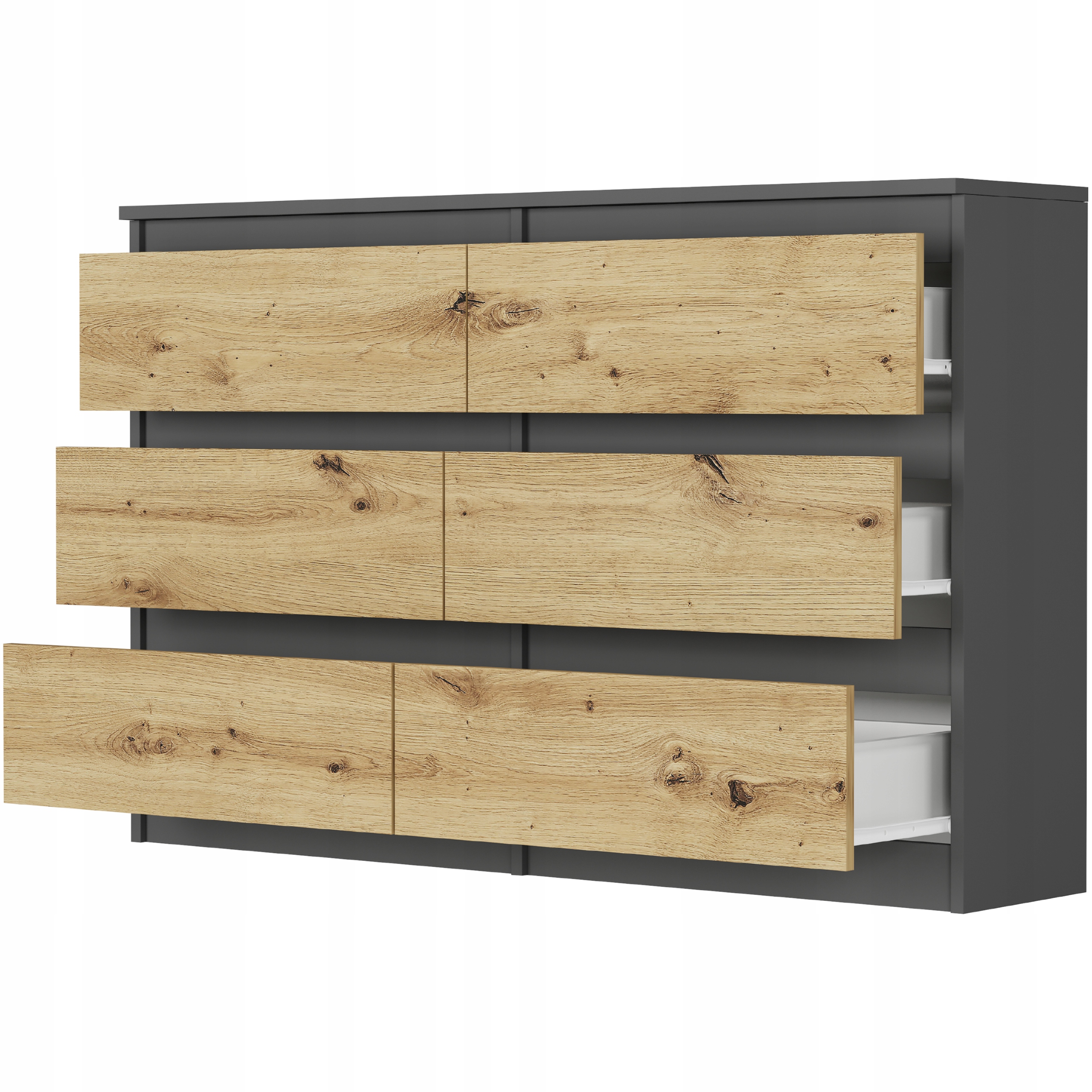 KOMODA 120CM SZAFKA 6 SZUFLAD R-120 ANTRACYT MIX ARTISAN