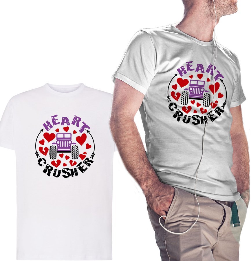 

Koszulka męska Heart Crusher, prezent, biała 2XL