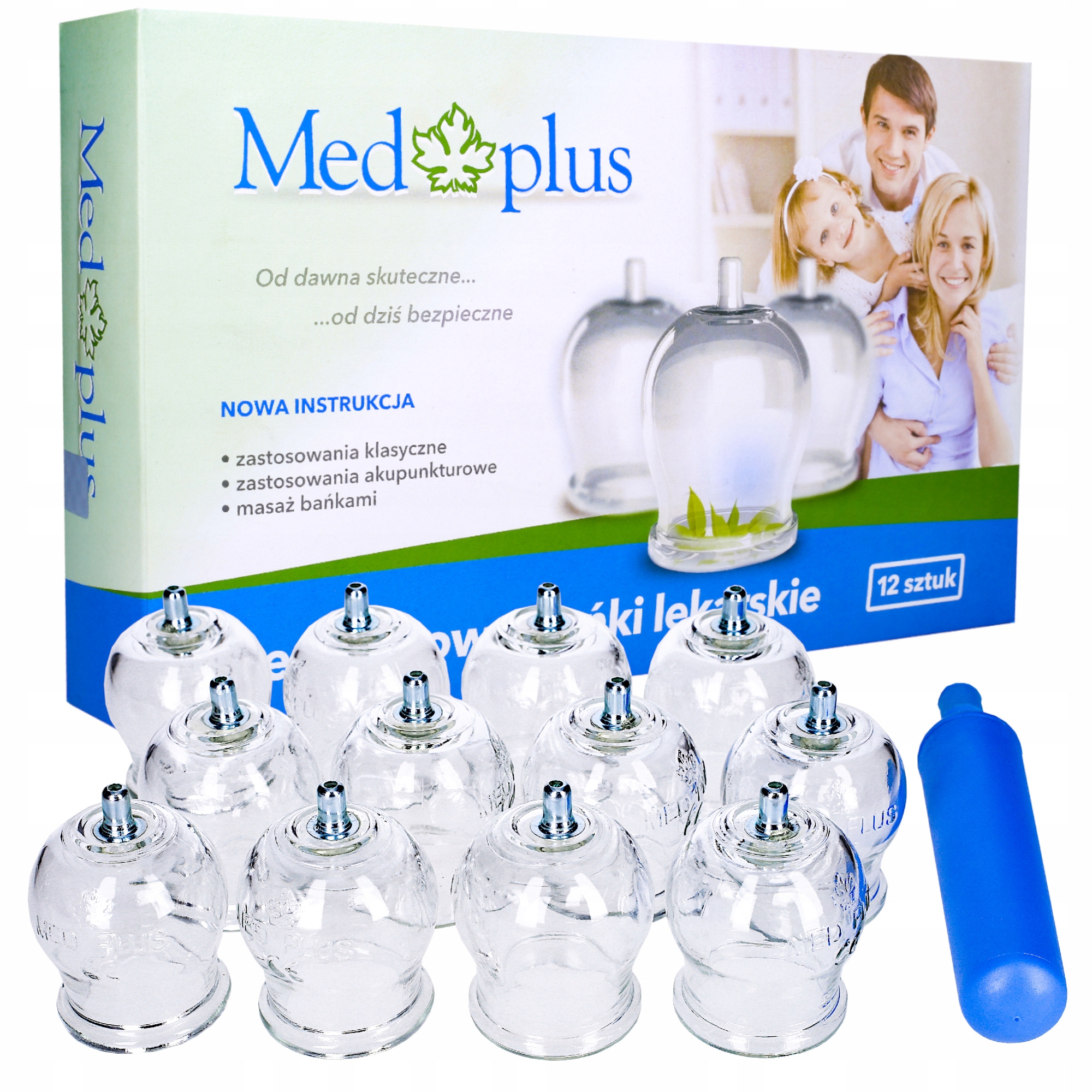 

Bańki Bezogniowe Szklane 12 szt Pompka Medplus