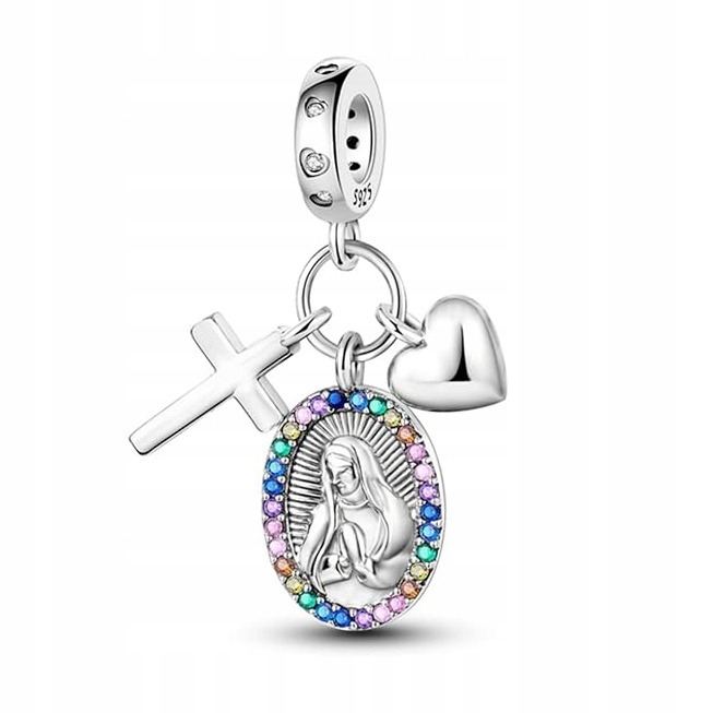 Charms stříbrný přívěsek Ag 925 Marie kříž srdce IM0100524CH