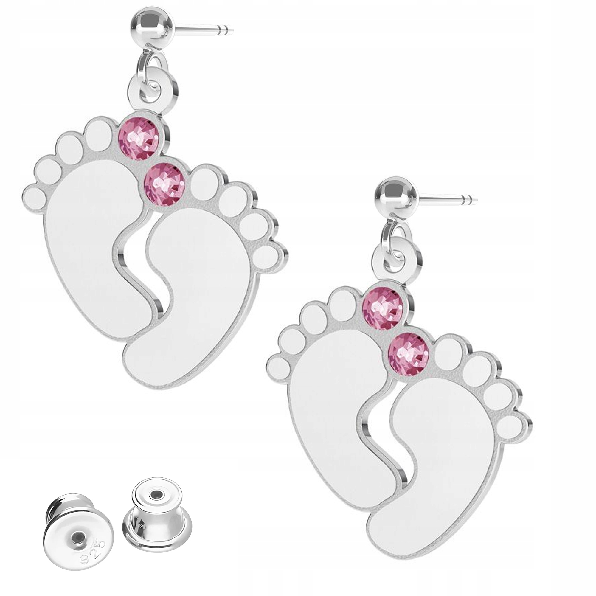 Stříbrné Náušnice Dětské Nohy Plechové Nohy Dítěte Stříbro 925