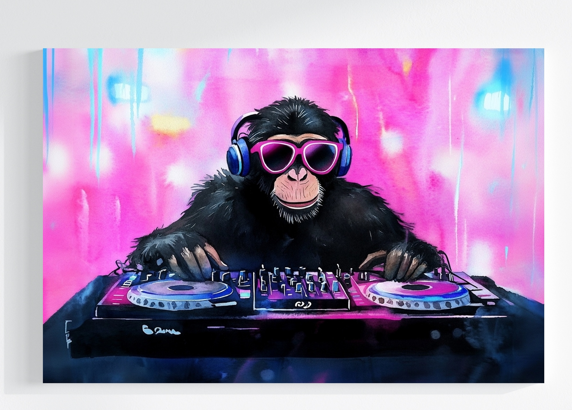 Obraz Na Plátně Canvas Párty Hudba Koncert Dj Opice Šimpanz 120x80