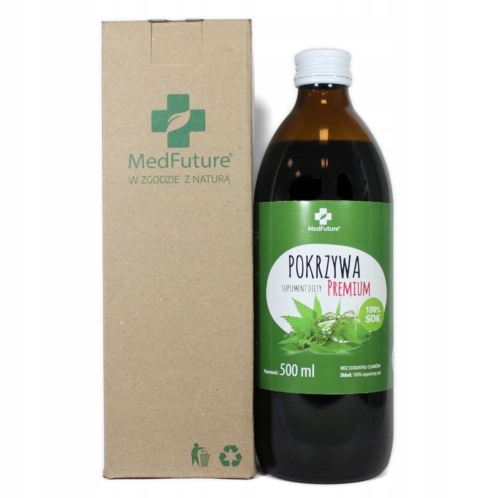 

Sok z pokrzywy 100% naturalny Bez cukrów 500ml