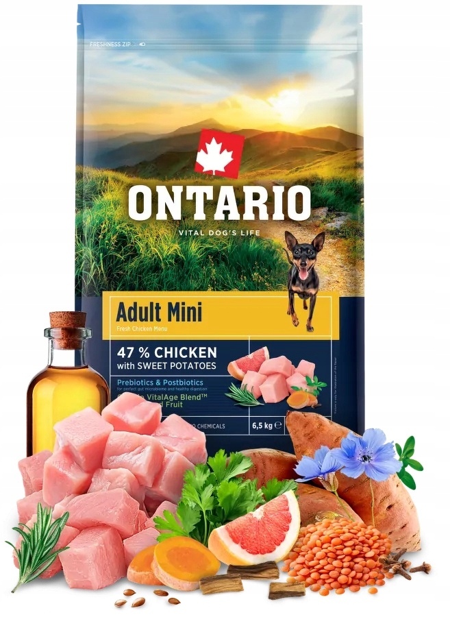 Levně Ontario 6,5kg Adult Mini Kuře & Batáty