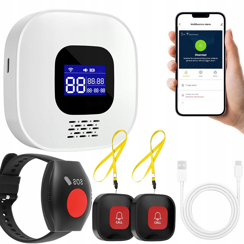 Tlačítko přivolání pomoci pro seniory Náramek Sos Alarm Tuya WiFi