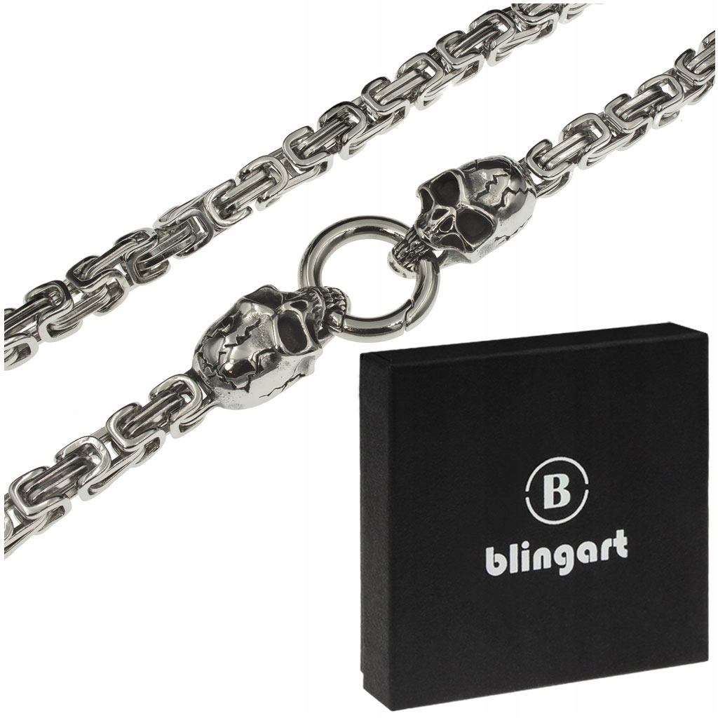 

Łańcuszek srebrny męski splot Królewski czaszki