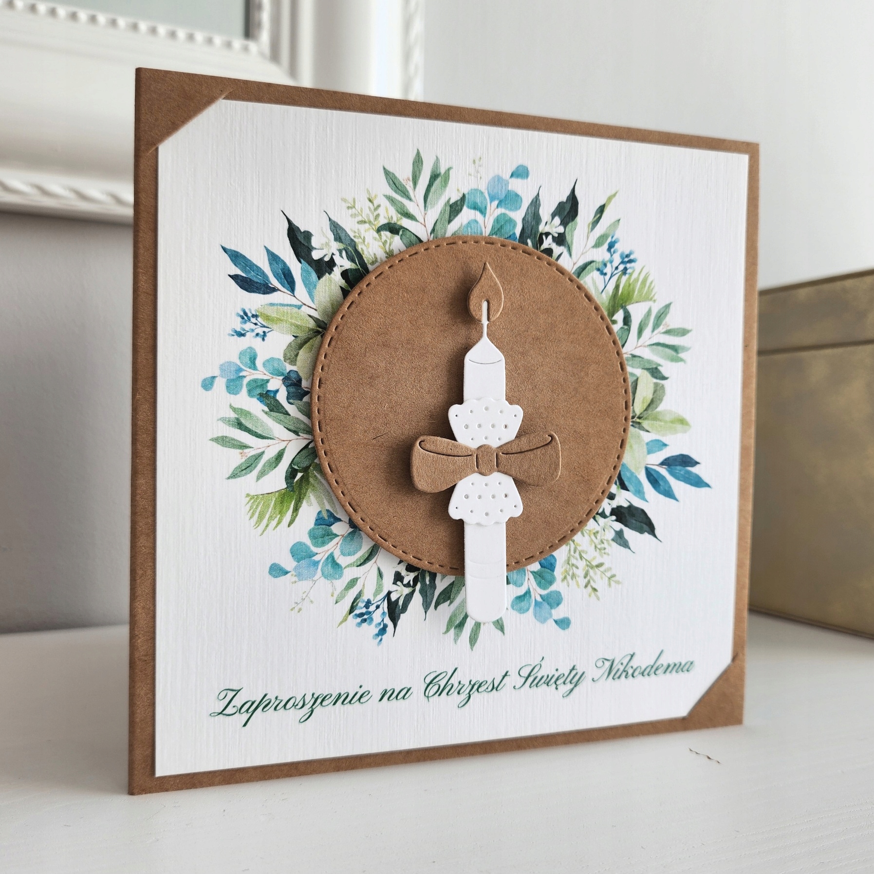 Zaproszenia na Chrzest ze świecą koperta Kolor dominujący wielokolorowy