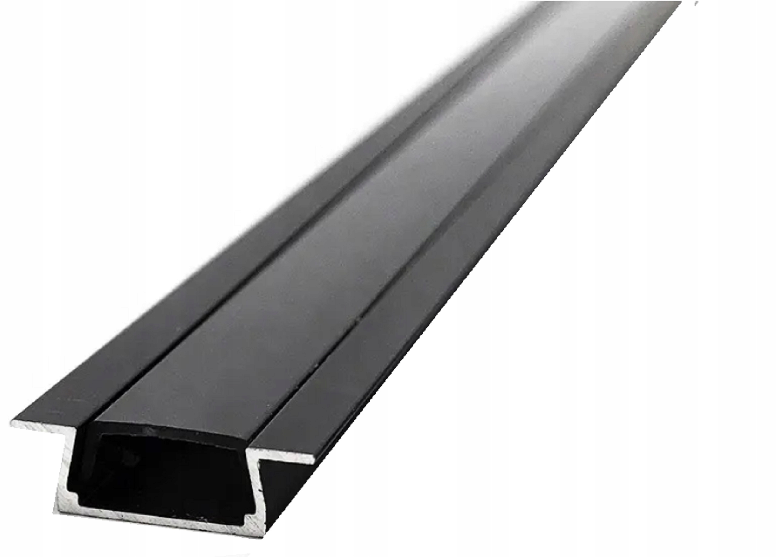 CZARNY PROFIL DO TAŚMY LED wpuszczany aluminium 2m wpust szyba klosz Typ profil do LED