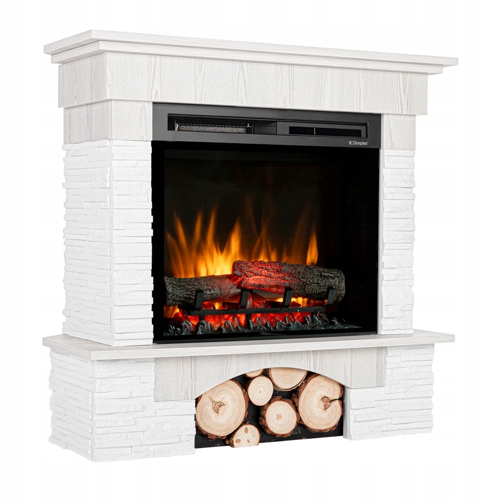 Kominek elektryczny narożny Led pilot Porto 23" Xhd Warmtec W03-Biała sosna