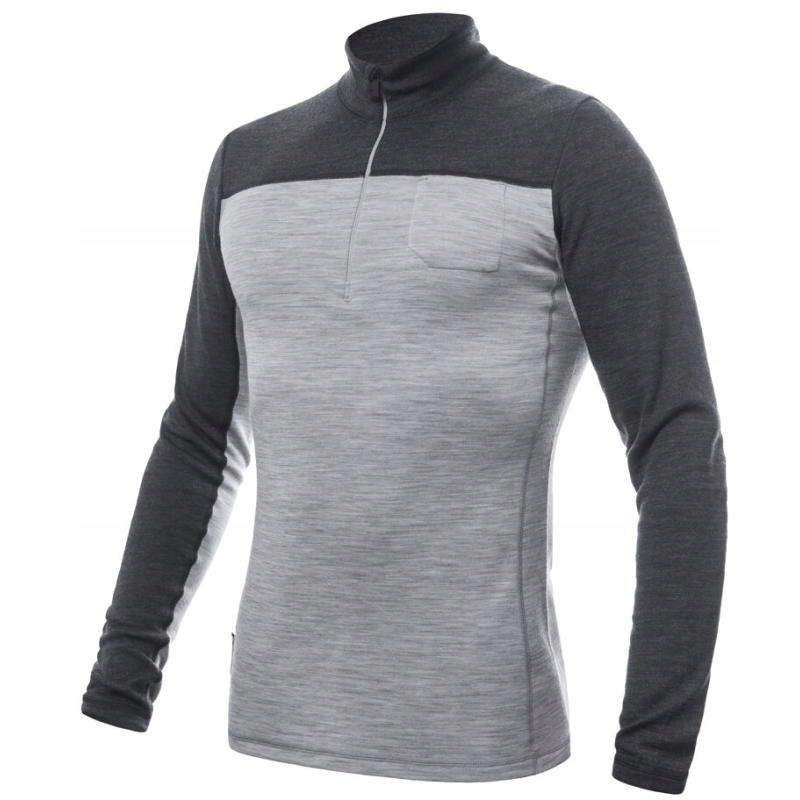 Sensor Triko Merino Bold Zip pánské dlouhý šedá-antracitová L