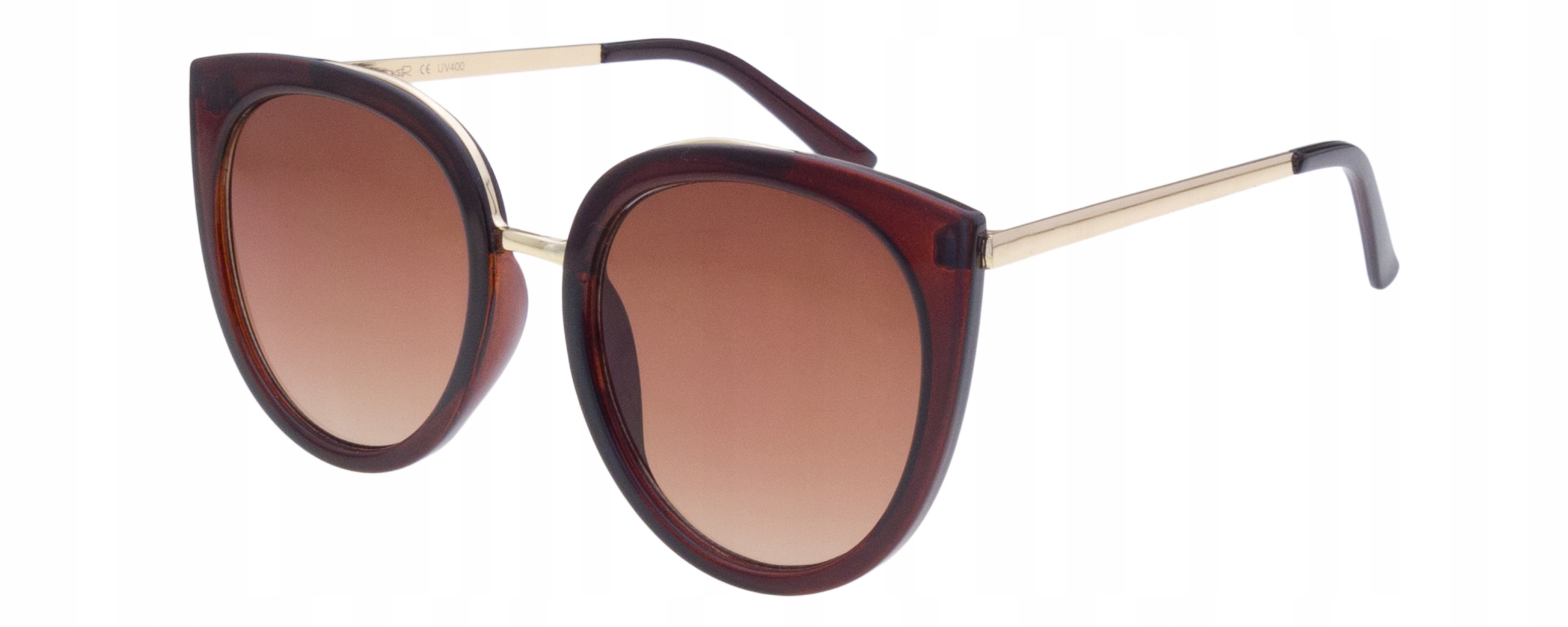 

Damskie brązowe okulary przeciwsłoneczne kocie