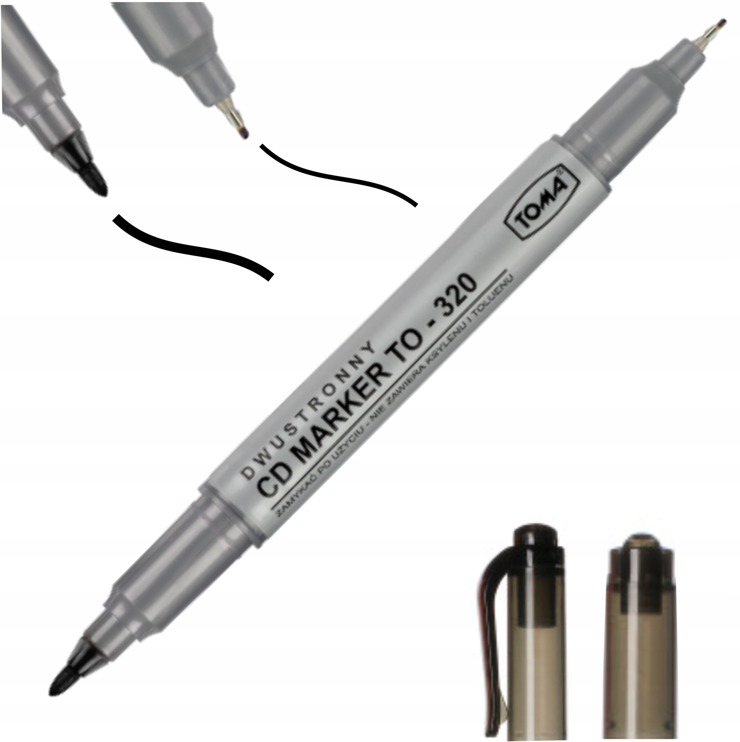 

Pisak dwustronny marker do CD Toma TO-320 czarny