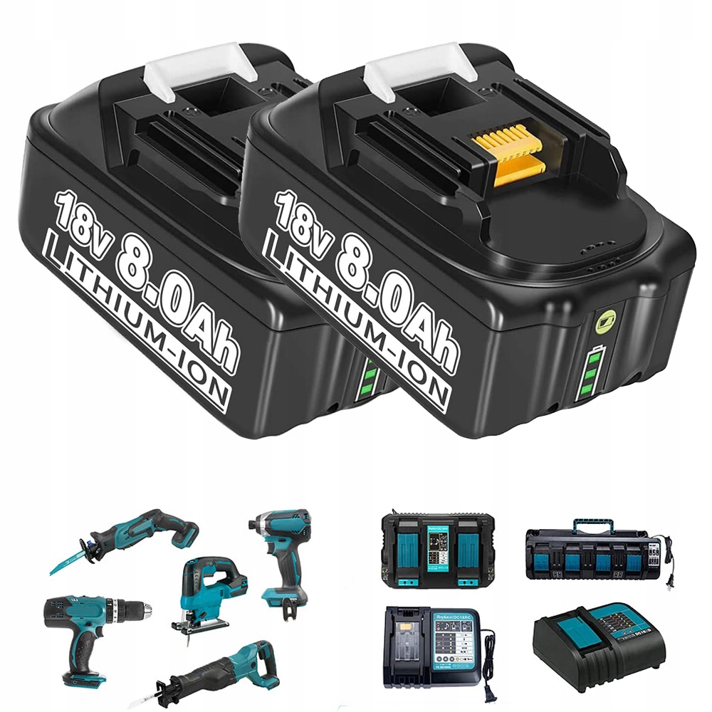 Baterie pro Makita 8Ah náhradní akumulátor BL1860 BL1850 BL1840 BL1830,2ks