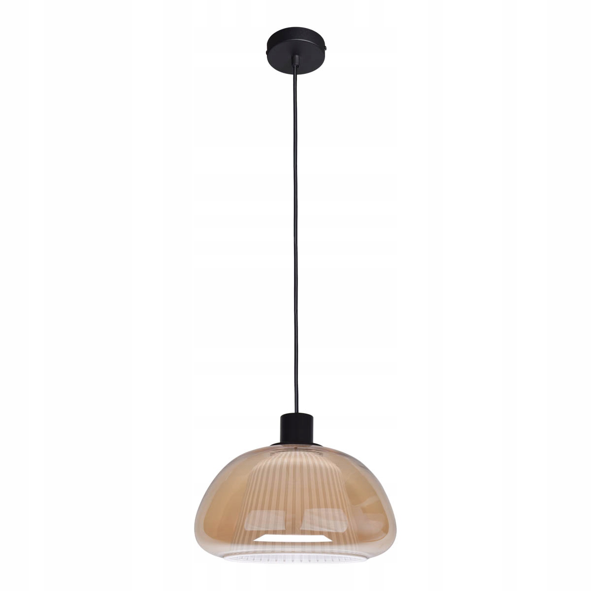 Italux Apiro závesná lampa sklo jantár E27 1x7W čierna