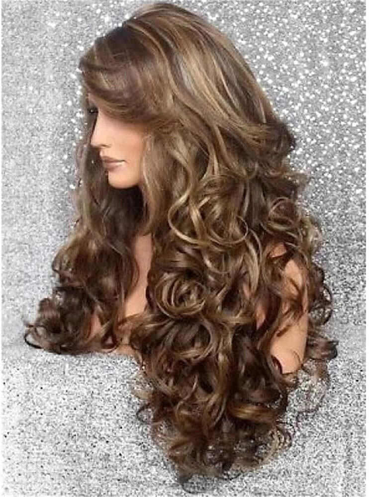 PERUKA WŁOSY CIEMNY BRĄZ DŁUGIE FALOWANE KRĘCONE NA SIATCE W78 Marka Korbi