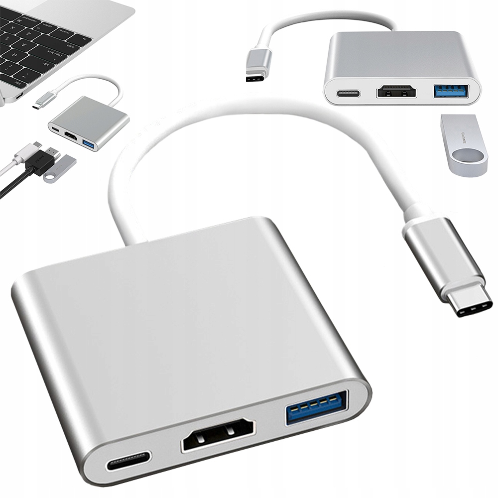 PRZEJŚCIÓWKA ADAPTER 3W1 HUB USB-C USB 3.0 HDMI 4K