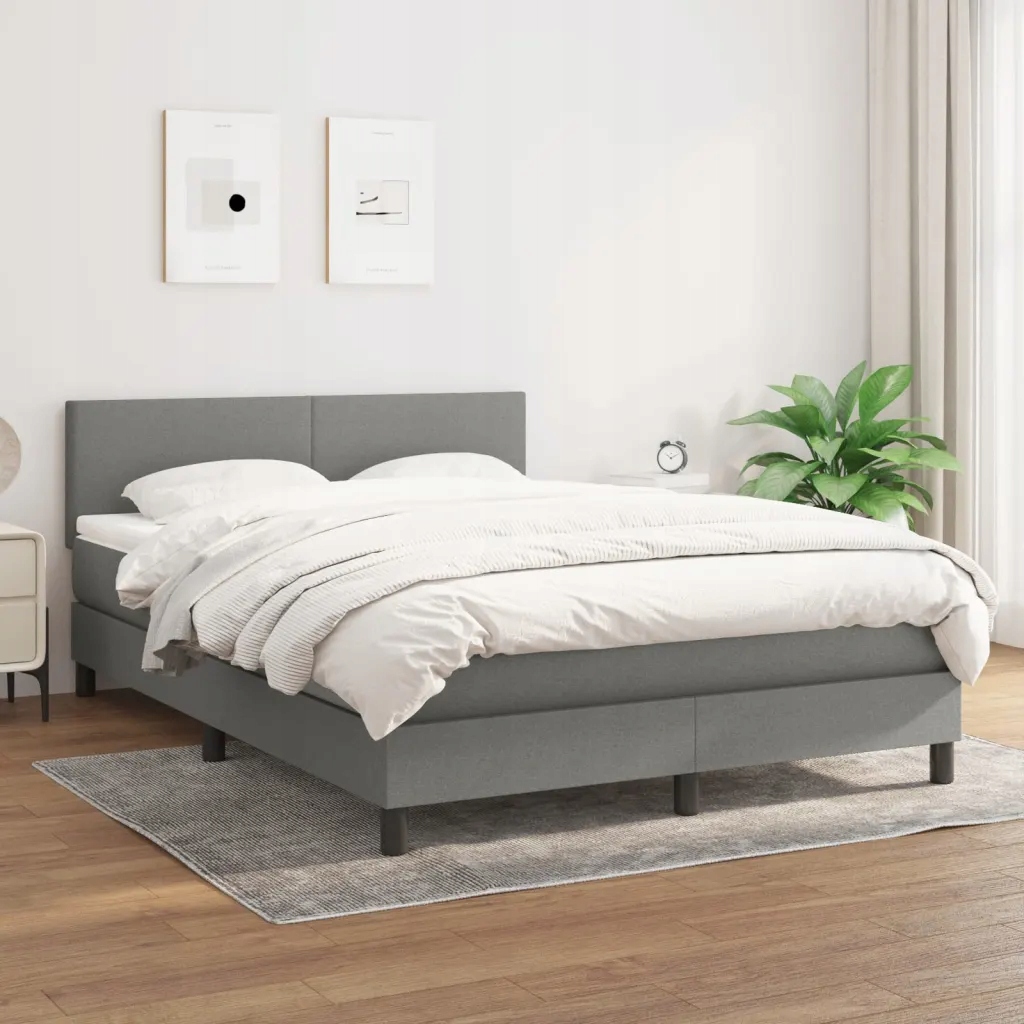 Box spring postel s matrací tmavě šedý 140 x 190 cm textil Šedá 3139890