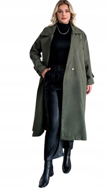 Jednoduchý Dámský Kabát, Klasický Zelený, Velikost 44