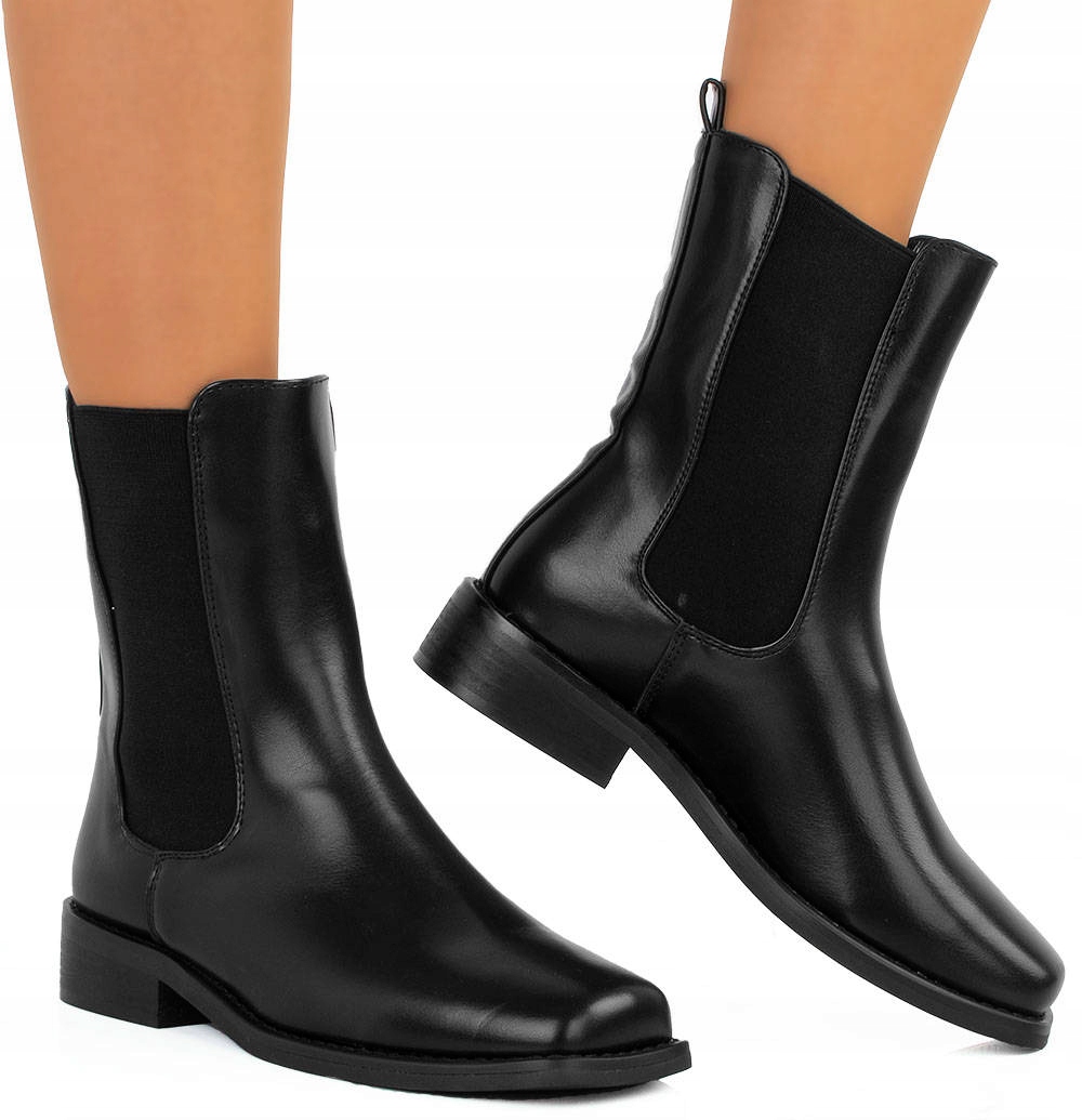 

Sztyblety Czarne Skórzane Botki Klasyczne 38