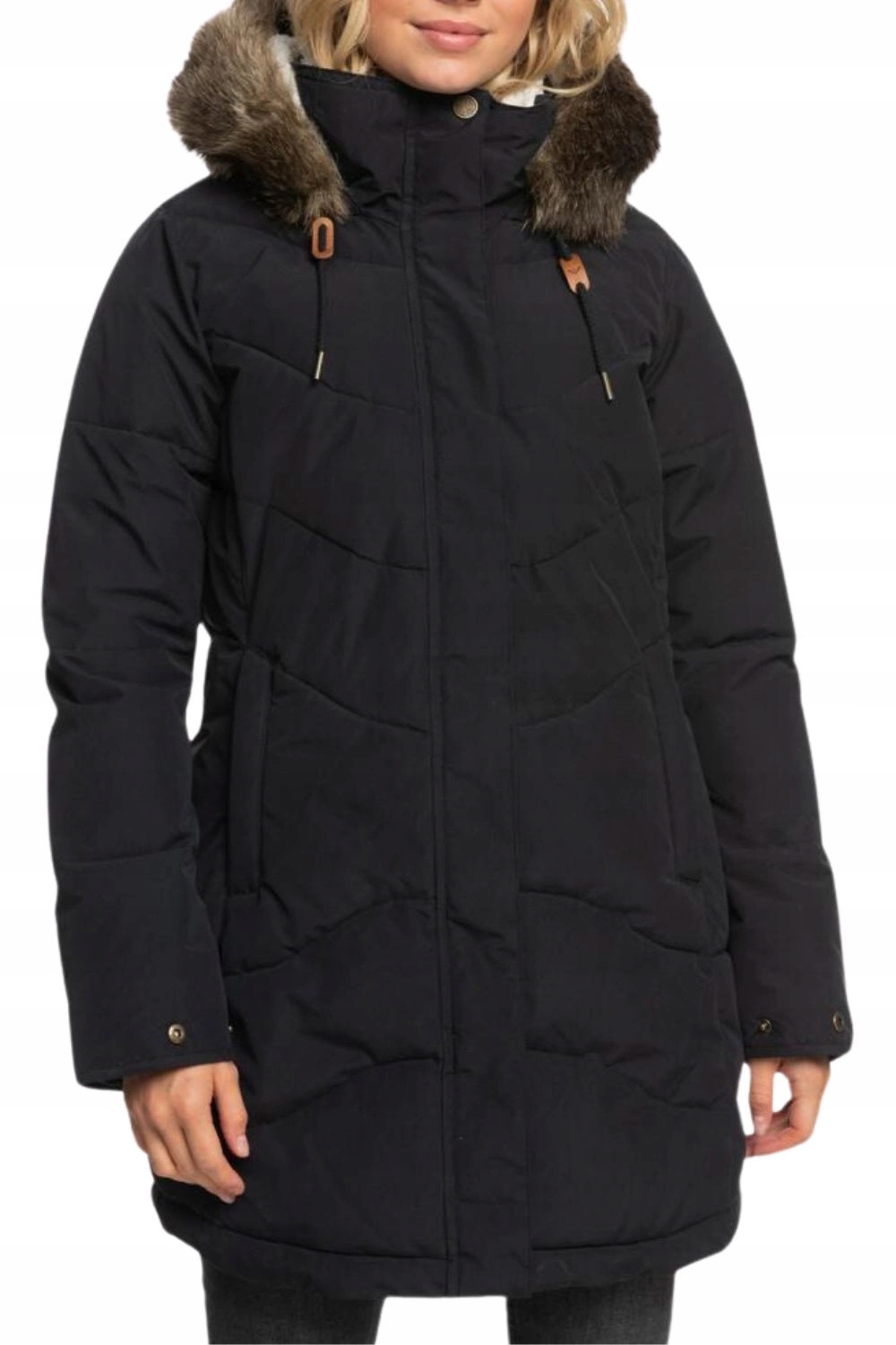 Dámská bunda Roxy Ellie parka zateplená černou teplou zimní kapucí vel.