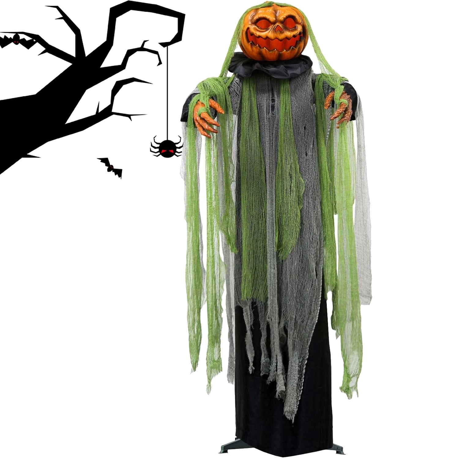 Animovaná dýně Dekorace na Halloween Zvuk Led Snímač Zahrada Dům 188 cm