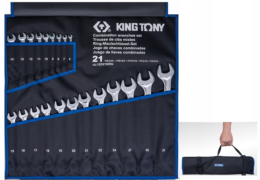 

Klucze płasko-oczkowe 6-32mm 21szt King Tony 12D21