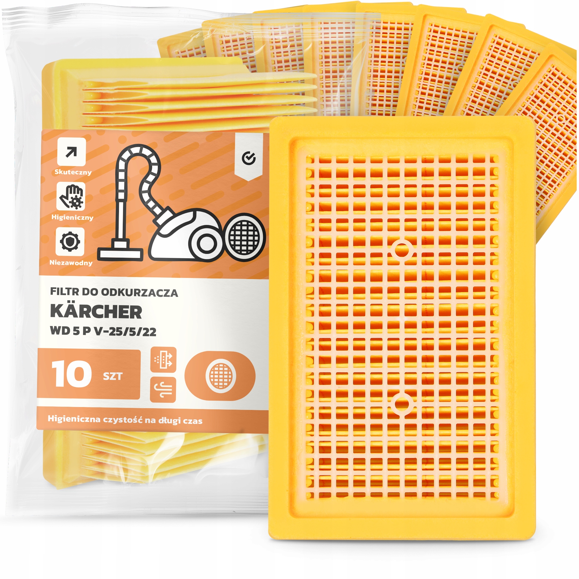 10x Filtr Do Vysavače Kärcher Wd 5 P V-25/5/22 Vzduchu Velký Filtry Em-w