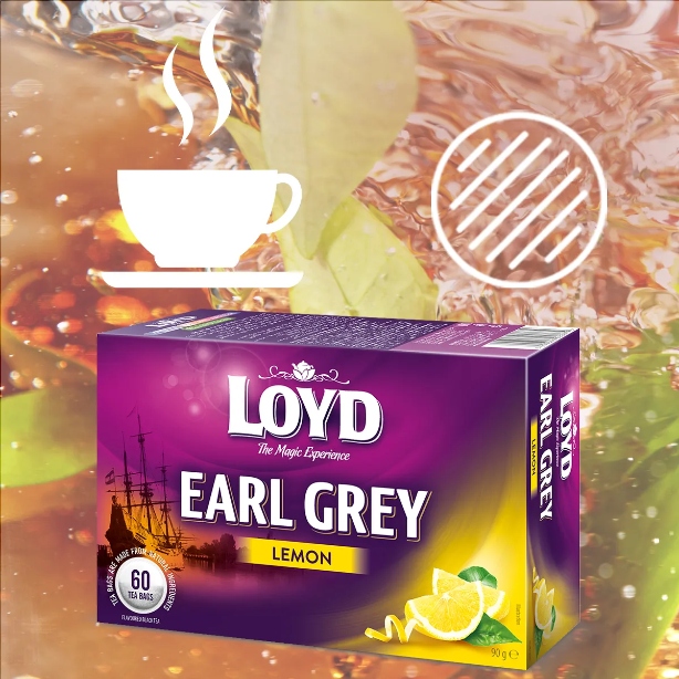 Sada (10x) Čaj černý Loyd Earl Grey Citronový 20 sáčků