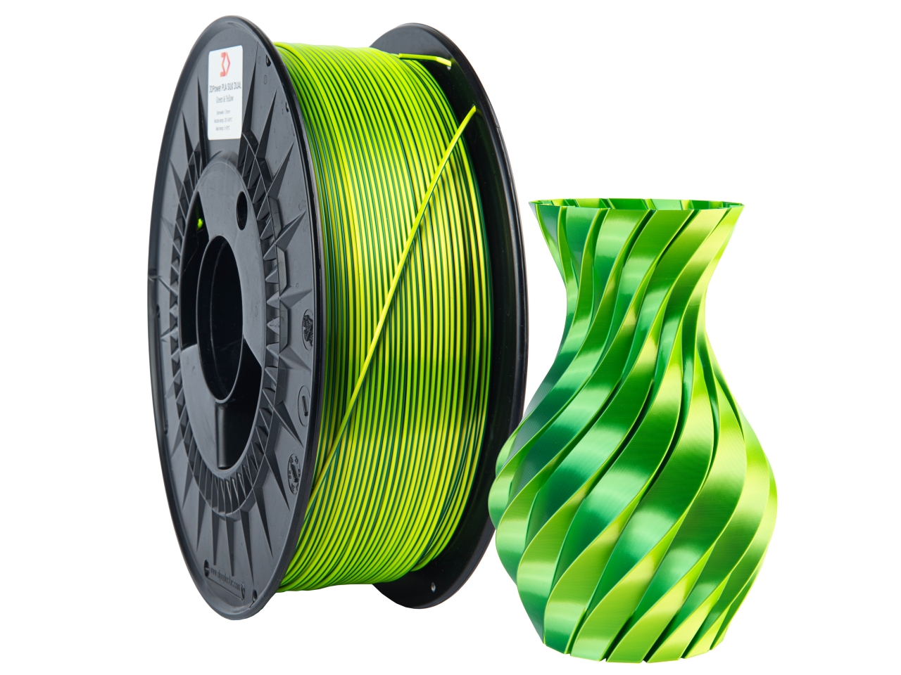 Filament 3DPower Pla Silk Dual 1.75mm Green/Yellow 1kg Żółty Zielony Magic