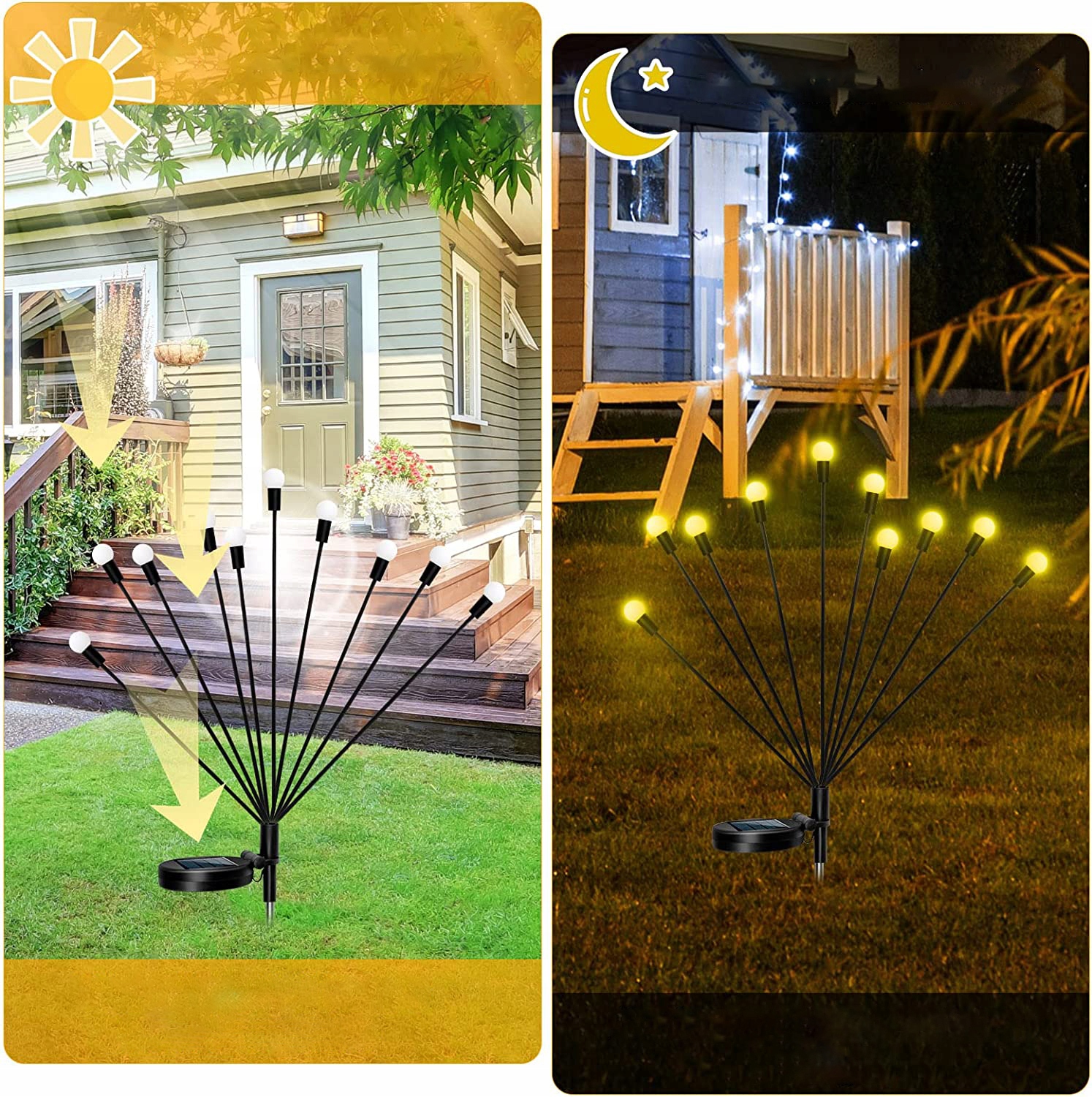 4X LAMPA SOLARNE OGRODOWE OZDODA WBIJANE FIREFLY 40LED KULA SWING Z WIATREM Marka bez marki
