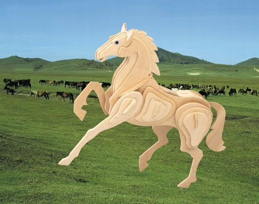 PUZZLE DREWNIANE 3D PRZESTRZENNE KOŃ RUMAK DUŻY Bohater brak