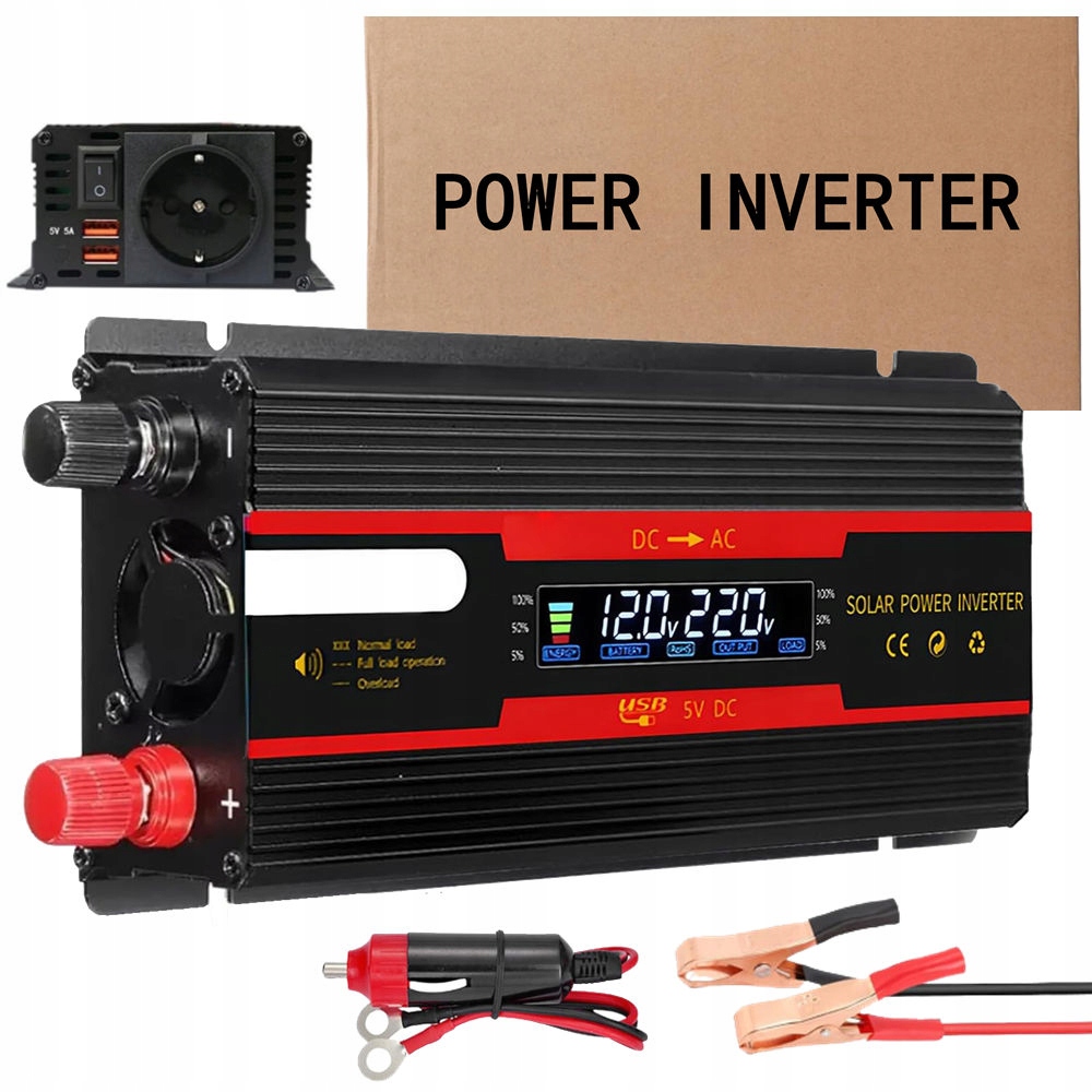 Měnič 2000W Invertor DC 12V 24V Na Ac 220V S Obrazovkou Pro Auto